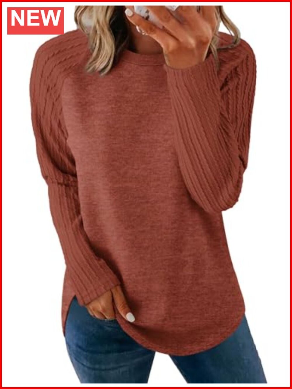 Women's Long Sleeve Crewneck Tunic Sweatshirt Loose Fit Casual Fall Top
